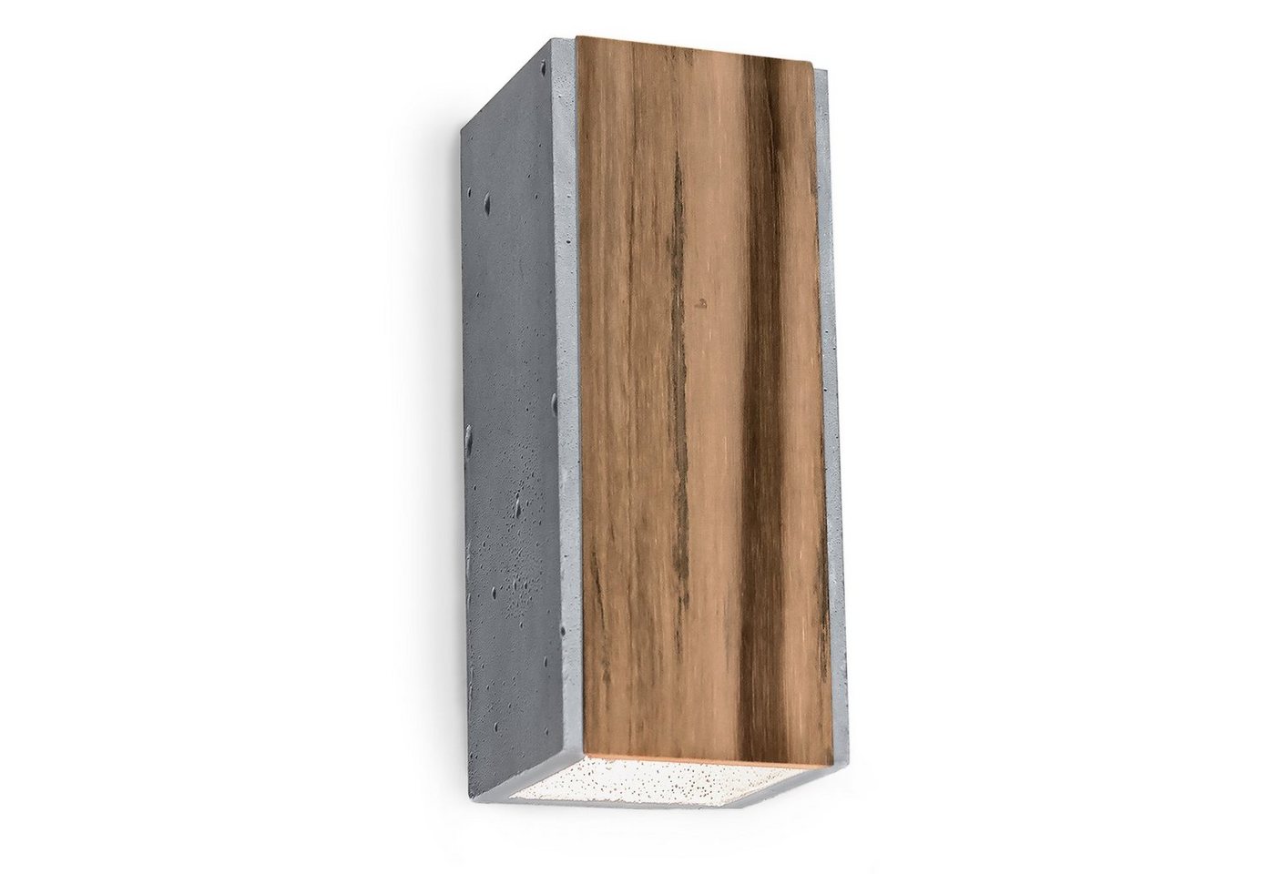 SSC-LUXon LED Wandleuchte Graue Beton Wandaufbauleuchte ORTO TEAK mit Teakholz-Einlage, 230V, Neutralweiß von SSC-LUXon