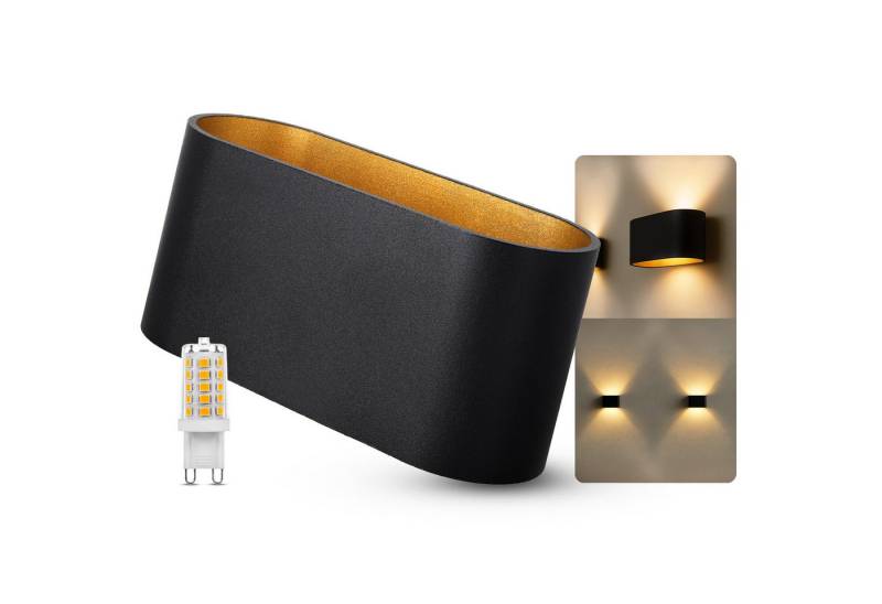SSC-LUXon LED Wandleuchte JOBERO Wandlampe schwarz Up & Down 3W LED G9 Licht dimmbar warmweiß, Warmweiß von SSC-LUXon