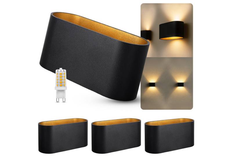 SSC-LUXon LED Wandleuchte JOBERO Wandlampe schwarz Up & Down 3W LED G9 Licht dimmbar warmweiß, Warmweiß von SSC-LUXon