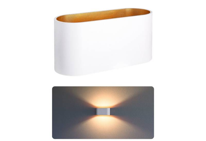 SSC-LUXon LED Wandleuchte JOBERO Wandlampe weiß gold Up & Down mit G9 LED warmweiß 2W, Warmweiß von SSC-LUXon