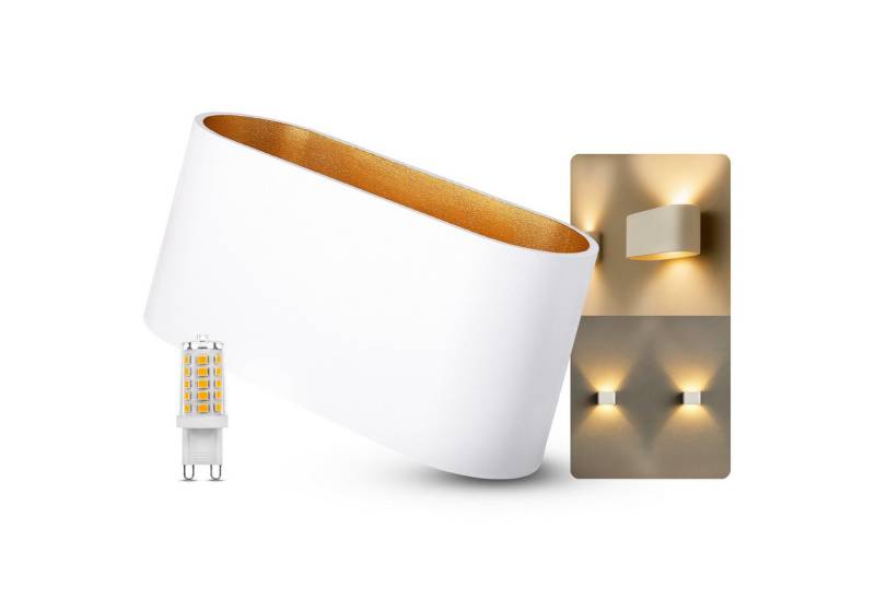 SSC-LUXon LED Wandleuchte JOBERO Wandleuchte weiß Up & Down mit LED 3W G9 Licht dimmbar warmweiß, Warmweiß von SSC-LUXon
