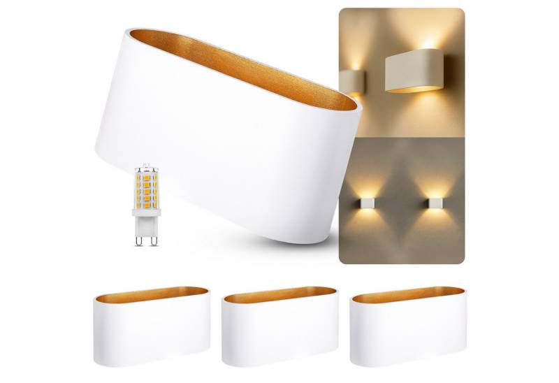 SSC-LUXon LED Wandleuchte JOBERO Wandleuchte weiß Up & Down mit LED 3W G9 Licht dimmbar warmweiß, Warmweiß von SSC-LUXon