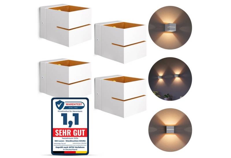 SSC-LUXon LED Wandleuchte KOURA Up Down Wandlampe weiß gold Lichtspalt mit G9 LED 3W, Warmweiß von SSC-LUXon