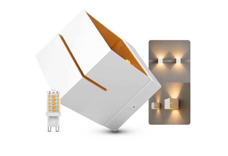 SSC-LUXon LED Wandleuchte KOURA Up Down Wandlampe weiß gold Lichtspalt mit G9 LED 3W, Warmweiß von SSC-LUXon