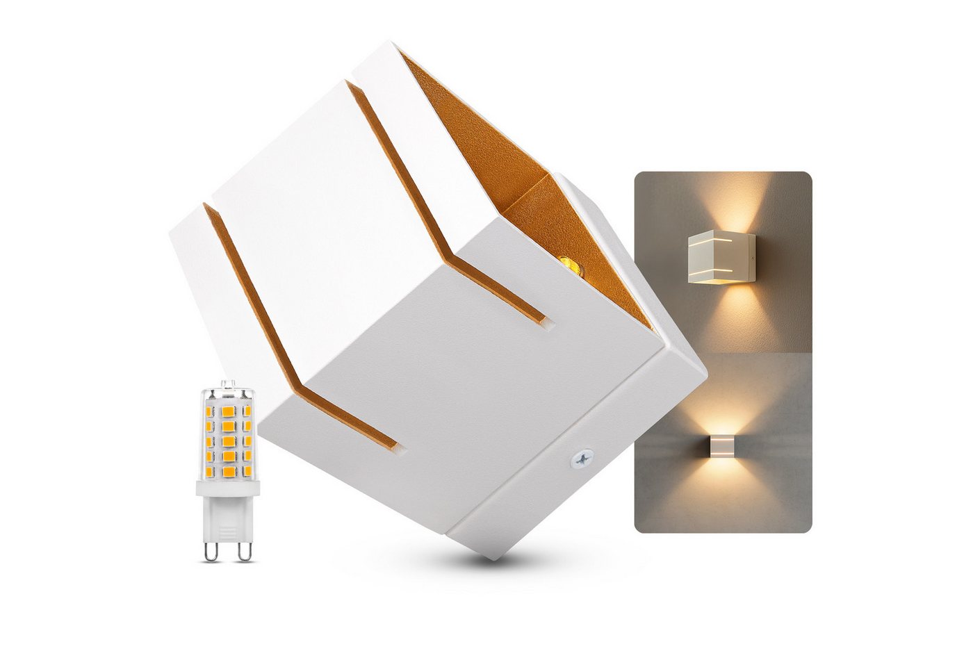 SSC-LUXon LED Wandleuchte LED Wandleuchte KOURA DUO innen Up&Down mit LED G9 dimmbar 3W warmweiß, Warmweiß von SSC-LUXon