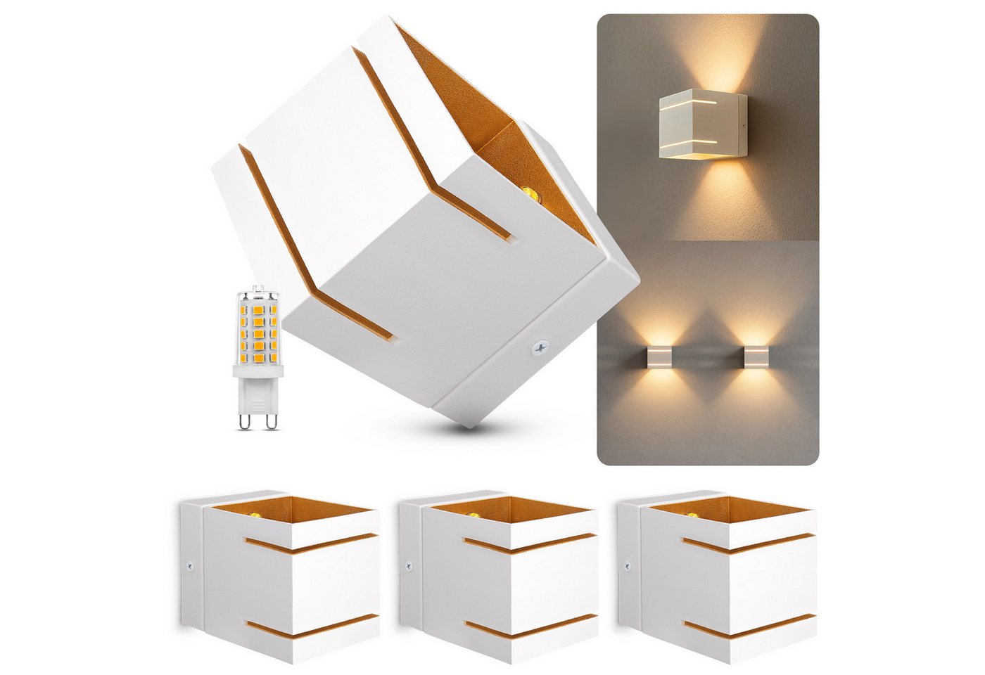 SSC-LUXon LED Wandleuchte LED Wandleuchte KOURA DUO innen Up&Down mit LED G9 dimmbar 3W warmweiß, Warmweiß von SSC-LUXon