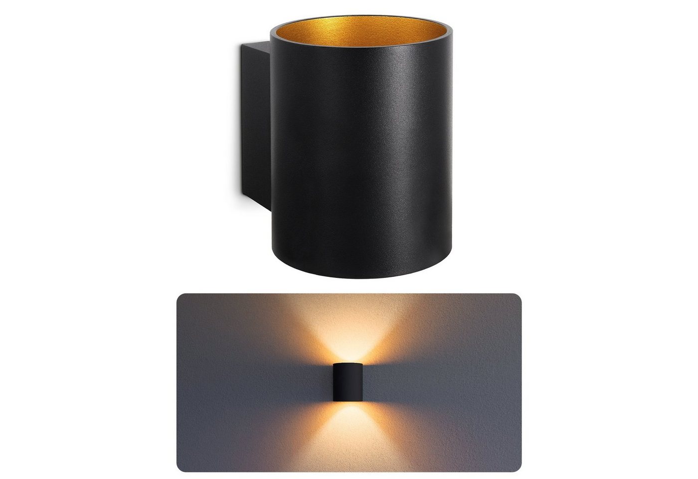 SSC-LUXon LED Wandleuchte TUANI Wandleuchte schwarz gold Up Down mit LED G9 warmweiß, Warmweiß von SSC-LUXon