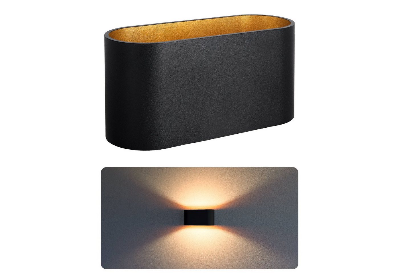 SSC-LUXon LED Wandleuchte Wandleuchte JOBERO schwarz gold Up Down mit G9 LED warmweiß, Warmweiß von SSC-LUXon
