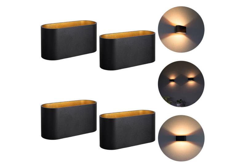 SSC-LUXon LED Wandleuchte Wandleuchte JOBERO schwarz gold Up Down mit G9 LED warmweiß, Warmweiß von SSC-LUXon