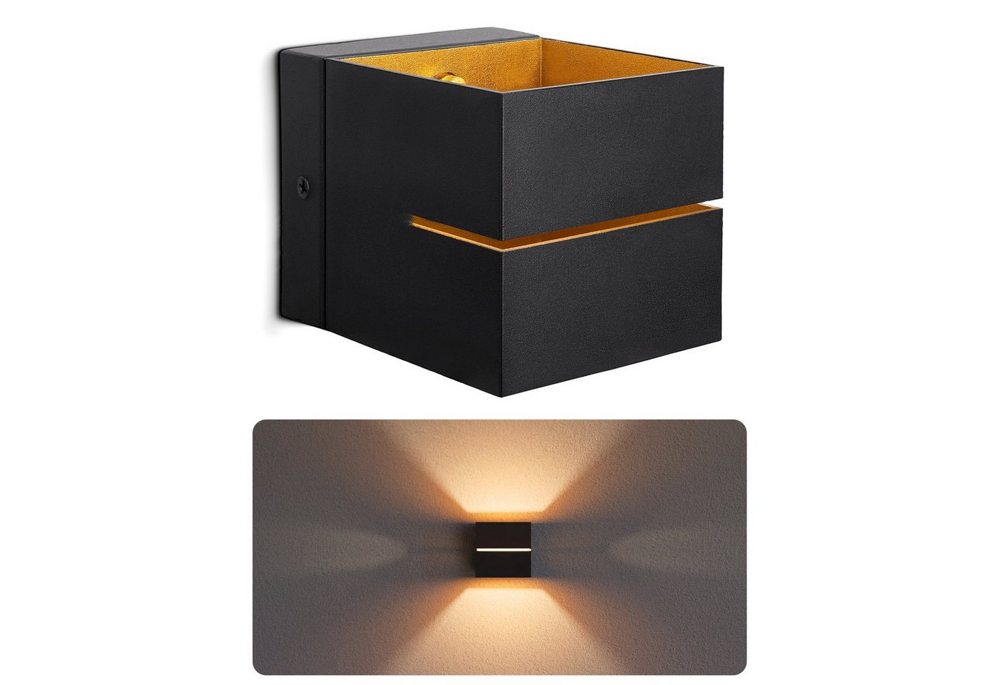 SSC-LUXon LED Wandleuchte Wandleuchte KOURA schwarz gold Up Down inkl. G9 LED warmweiß, Warmweiß von SSC-LUXon