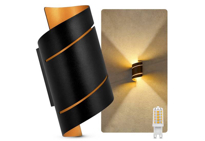 SSC-LUXon LED Wandleuchte Wandleuchte VYRA schwarz Up Down mit LED G9 3W warmweiß Wandstrahler, Warmweiß von SSC-LUXon