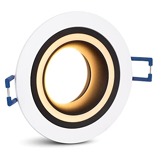 SSC-LUXon Matapo Design Einbau LED Spot schwarz weiß inkl. LED GU10 Strahler 4W warmweiß - Einbaustrahler 230V mit Lichtring von SSC-LUXon