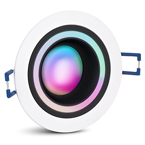 SSC-LUXon Matapo Einbauspot schwarz weiß mit Lichtring inkl. WLAN Smart RGBW LED GU10 - Strahler kompatibel mit Alexa, Siri & Google von SSC-LUXon
