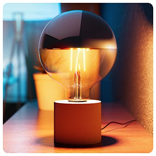 SSC-LUXon NAMBI Designer Tischlampe weiß mit Kabel & Schalter inkl. LED Glühbirne E27 Kopfspiegel warmweiß, Nachtischlampe Retro von SSC-LUXon