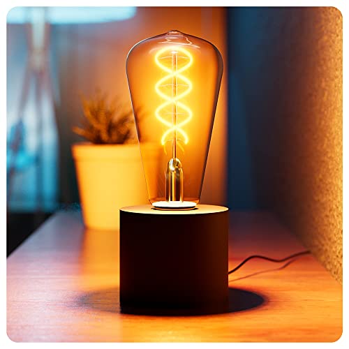 SSC-LUXon NAMBI Edison Vintage Tischlampe schwarz inkl. Filament E27 LED Birne warmweiß - Nachttischlampe mit Kabel und Schalter von SSC-LUXon