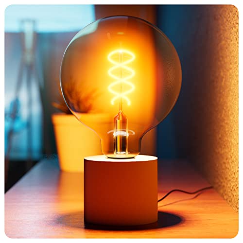 SSC-LUXon NAMBI Tischlampe E27 Retro mit Kabelschalter inkl. LED Leuchtmittel große Vintage Globe Filament Birne extra warmweiß von SSC-LUXon