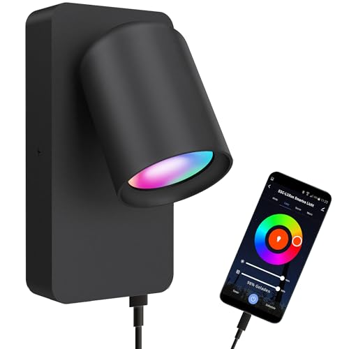SSC-LUXon NERU Wandleuchte scandi mit Smart LED CCT RGB WLAN - Leselampe Schlafzimmer mit USB, steuerbar mir Siri, Alexa & Google von SSC-LUXon
