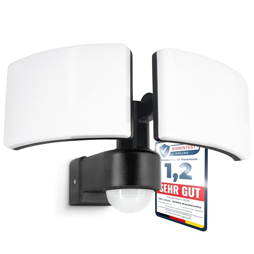 SSC-LUXon NORSU Außenlampe mit Bewegungsmelder & Lichtsensor 40W - LED Wand Außenleuchte 2 flammig schwenkbar IP65 4000K 230V von SSC-LUXon
