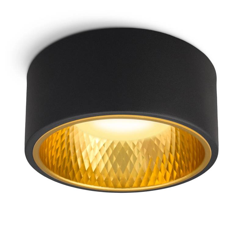 SSC-LUXon OLINO LED Aufbaustrahler Schwarz Rund mit Wechselbarer Front Gold oder Silber GX53 von SSC-LUXon