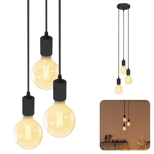 SSC-LUXon PARU Hängeleuchte 3-flammig Retro - Industrial Style Pendellampe inkl. Smart Home CCT LED Birnen Wifi App Steuerung von SSC-LUXon