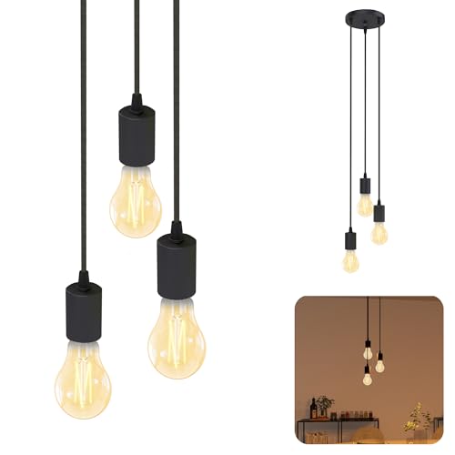 SSC-LUXon PARU Hängeleuchte 3-flammig Retro - Industrial Style Pendellampe inkl. Smart Home CCT LED Birnen Wifi App Steuerung von SSC-LUXon