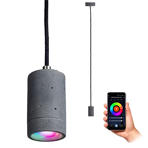 SSC-LUXon PIA Pendelleuchte Esstisch inkl. WLAN Smart RGB CCT Lampe GU10 - Hängelampe Beton anthrazit kompatibel mit Alexa, Siri & Google von SSC-LUXon