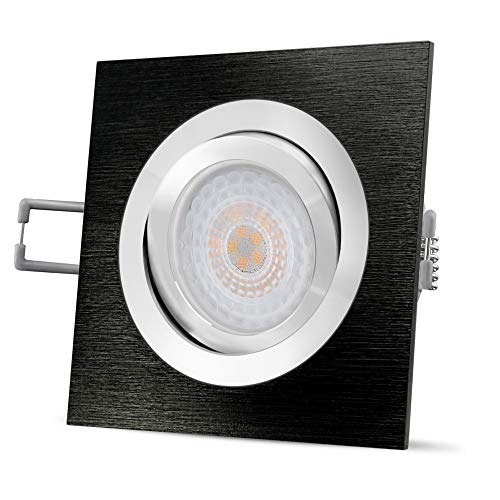 SSC-LUXon QF-2 Decken Einbauspot LED flach 5W warmweiß fourSTEP Dimmen ohne Dimmer - Einbaustrahler schwarz eckig schwenkbar von SSC-LUXon