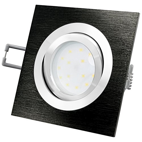 SSC-LUXon QF-2 Deckeneinbauleuchte flach eckig schwarz - LED Einbaustrahler dimmbar ohne Dimmer mit fourSTEP Modul 5W warmweiß 230V von SSC-LUXon