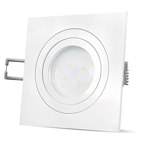 SSC-LUXon QF-2 Deckeneinbaustrahler flach eckig weiß - LED Einbaustrahler dimmbar ohne Dimmer mit fourSTEP Modul 4W warmweiß 230V von SSC-LUXon