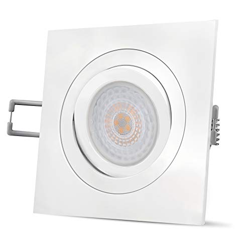 SSC-LUXon QF-2 Deckenstrahler LED Einbau 4W warmweiß 230V & schwenkbar - fourSTEP Einbauleuchte weiß eckig und extra flach von SSC-LUXon