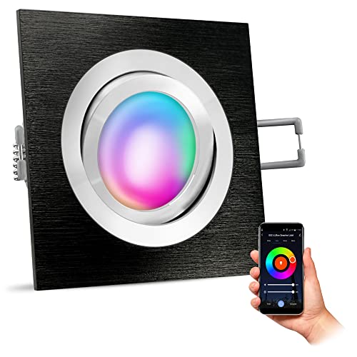SSC-LUXon QF-2 Design LED RGB Einbauspot schwenkbar schwarz inkl. WLAN Smart GU10 - Einbau Licht kompatibel mit Alexa, Siri & Google von SSC-LUXon