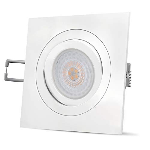 SSC-LUXon QF-2 Einbauleuchte LED eckig mit 5W neutralweiß 230V & schwenkbar - fourSTEP Downlight innen weiß und ultra flach von SSC-LUXon