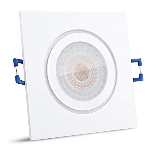 SSC-LUXon QW-2 Badeinbaustrahler LED ultra flach Dimmbar ohne Dimmer fourSTEP - 4W warmweiß 230V - IP44 Deckenspot weiß eckig von SSC-LUXon