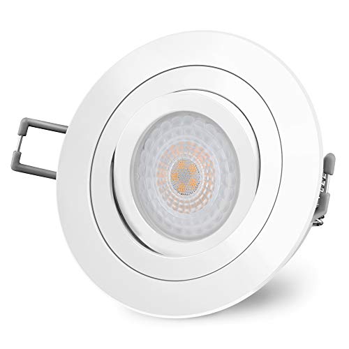 SSC-LUXon RF-2 LED Einbaustrahler ultra flach 4W neutralweiß mit fourSTEP Dimmen ohne Dimmer - Downlight weiss 230V schwenkbar von SSC-LUXon