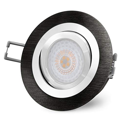 SSC-LUXon RF-2 LED Strahler rund Einbau flach fourSTEP 4W neutralweiß dimmen ohne Dimmer - Einbaustrahler schwarz schwenkbar von SSC-LUXon
