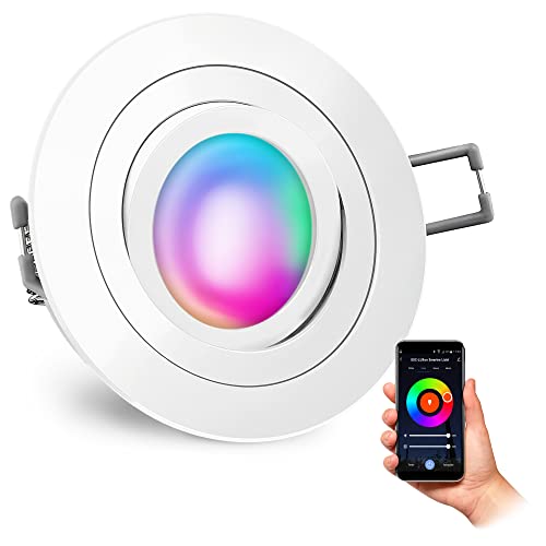 SSC-LUXon RF-2 WiFi Einbauleuchte flach dimmbar 230V inkl. Smart RGB CCT Lampe - Downlight schwenkbar kompatibel mit Alexa, Siri & Google von SSC-LUXon