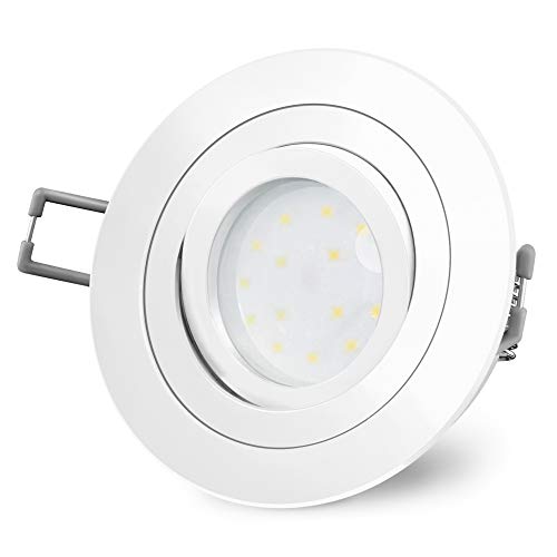 SSC-LUXon RF-2 weißer LED Einbaustrahler flach nur 30 mm & dimmbar - Spot mit tauschbarem 4W LED Modul Lichtfarbe neutralweiß von SSC-LUXon