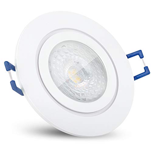 SSC-LUXon RW-2 LED Badeinbaustrahler ultra flach 30 mm mit 5W neutralweiß fourSTEP - Dimmbar ohne Dimmer Spot weiß rund IP44 von SSC-LUXon