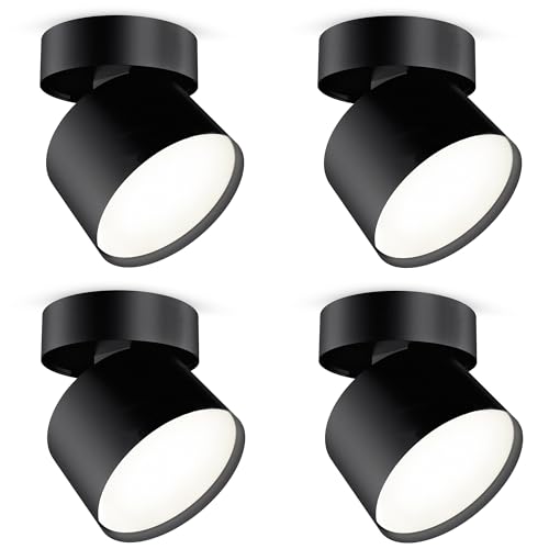 SSC-LUXon SAMU 4er Set Decken Aufbauspot schwarz - LED Strahler schwenkbar & drehbar mit GX53 3W neutralweiß - Moderne Innen-Deckenleuchte von SSC-LUXon