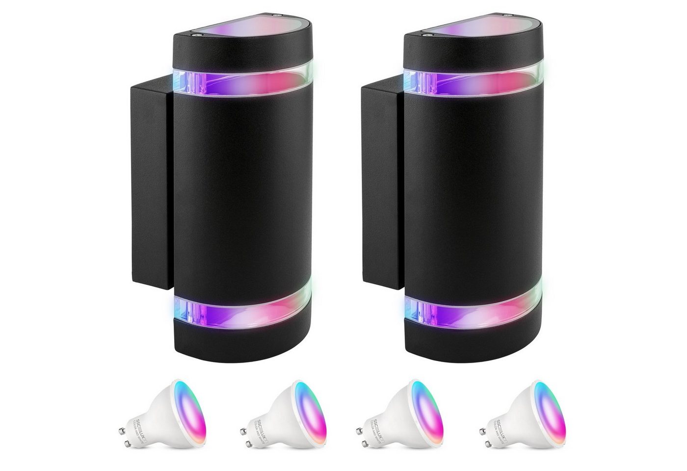 SSC-LUXon Smarte LED-Leuchte ZORA Up Down Aussen Wandleuchte IP44 schwarz halbrund 2x Smart LED, RGB & Weißtöne SSC-LUXon Smarte LED-Leuchte ZORA Up Down Aussen Wandleuchte IP44 schwarz halbrund 2x Smart LED, RGB & Weißtöne von SSC-LUXon