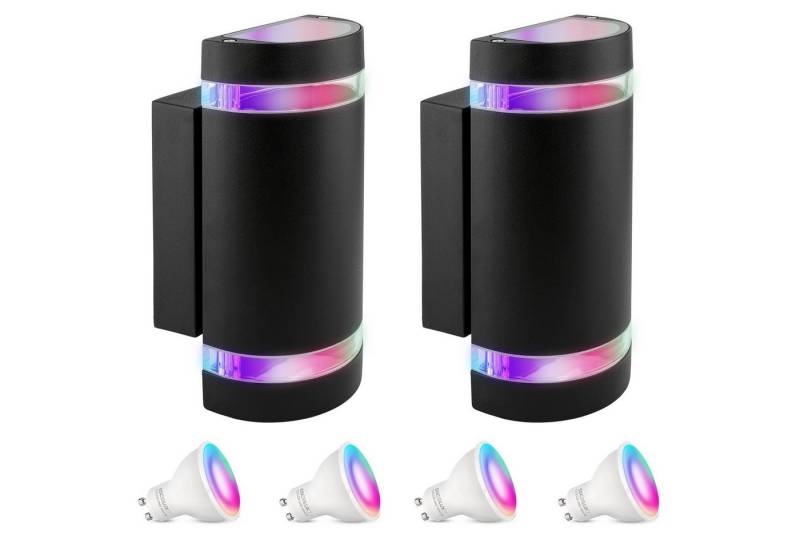 SSC-LUXon Smarte LED-Leuchte ZORA Up Down Aussen Wandleuchte IP44 schwarz halbrund 2x Smart LED, RGB & Weißtöne von SSC-LUXon