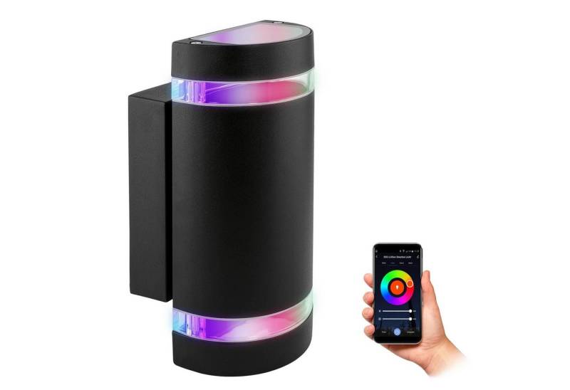 SSC-LUXon Smarte LED-Leuchte ZORA Up Down Aussen Wandleuchte IP44 schwarz halbrund 2x Smart LED, RGB & Weißtöne SSC-LUXon Smarte LED-Leuchte ZORA Up Down Aussen Wandleuchte IP44 schwarz halbrund 2x Smart LED, RGB & Weißtöne von SSC-LUXon