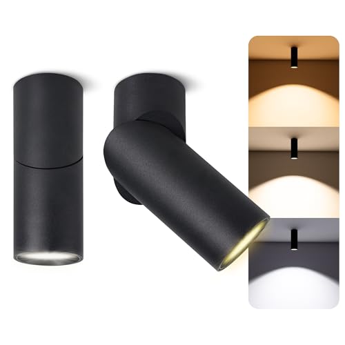 SSC-LUXon 2x TOBI-L LED Aufbauspot schwenkbar mit GU10 Lampe LumiFLEX 5W Lichtfarbe warm/neutral/kalt - Spotstrahler Wand Decke von SSC-LUXon