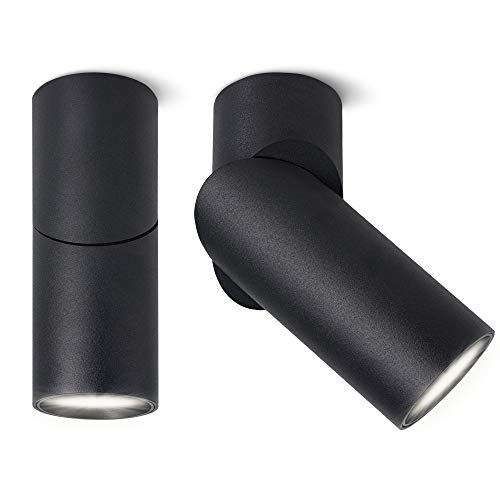 SSC-LUXon TOBI-L Aufbauleuchte Set 2er drehbar schwenkbar mit LED GU10 230V (5W neutralweiß) - Strahler schwarz für Wand & Decke von SSC-LUXon