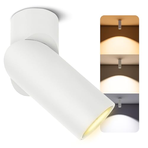 SSC-LUXon TOBI-L Aufputz Strahler 2-in-1 für Wand & Decke mit LED GU10 6W warmweiß - Spotlight Lampe weiß schwenkbar drehbar von SSC-LUXon