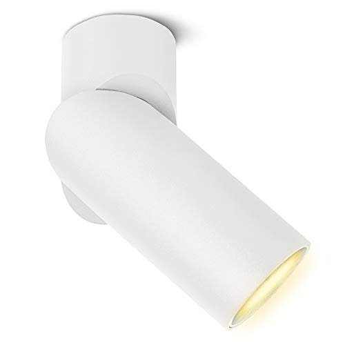 SSC-LUXon TOBI-L Strahler Innen schwenkbar drehbar mit GU10 LED Lampe dimmbar warmweiß - Spot Lampe Aufbau weiß rund 7W 230V von SSC-LUXon