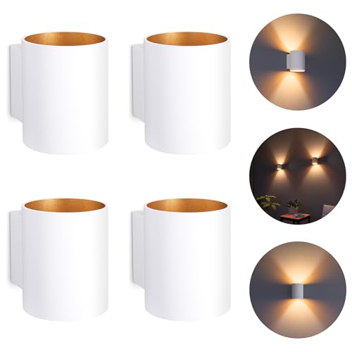 SSC-LUXon TUANI Wandlampe 4er Set Innen weiß gold - Wandbeleuchtung Up Down im Retro Design inkl. 1x G9 LED Lampe warmweiß 3W von SSC-LUXon