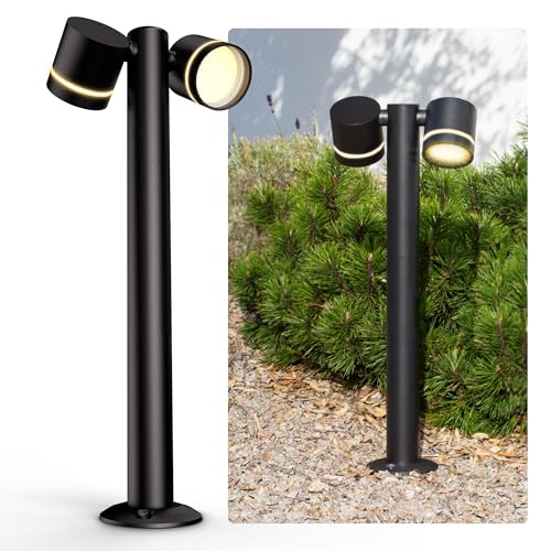 SSC-LUXon ULICA Outdoor Standleuchte mit 2x LED Lampen warmweiß GX53 5W - Pollerlampe schwarz matt IP54 schwenkbares Licht 230V von SSC-LUXon