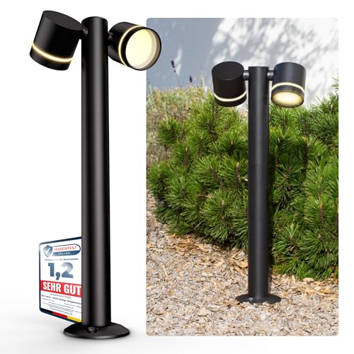 SSC-LUXon ULICA Outdoor Standleuchte mit 2x LED Lampen warmweiß GX53 5W - Pollerlampe schwarz matt IP54 schwenkbares Licht 230V von SSC-LUXon