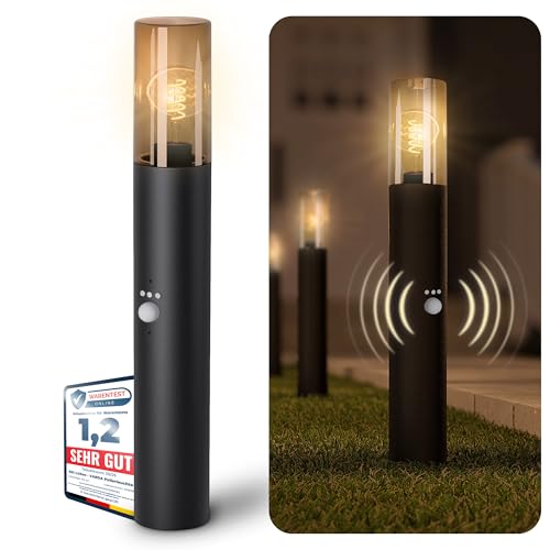 SSC-LUXon VARDA Garten Standleuchte mit Bewegungsmelder & Dämmerungssensor inkl. LED Birne E27 extra warmweiß Vintage Wegeleuchte von SSC-LUXon